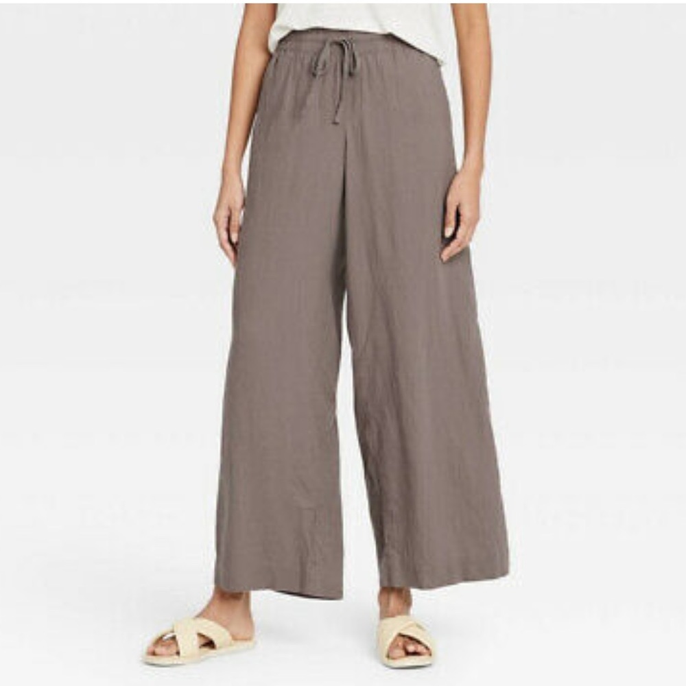 A New Day Brown Linen Mid Rise Linen Pants Medium